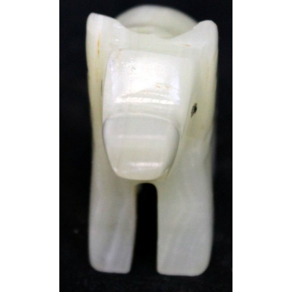 Small Cream Stone Elephant Figurine 2.5" Carved White Opaque Mini Tiny Miniature - Picture 3 of 8